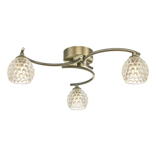 Nakita 3-Light Dimpled Glass Semi Flush