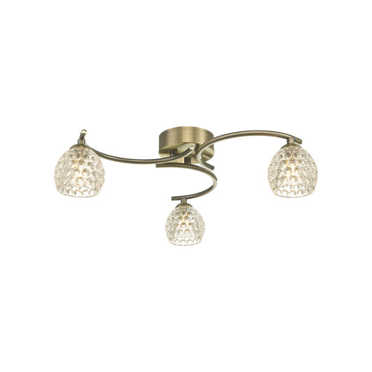 Nakita 3-Light Dimpled Glass Semi Flush