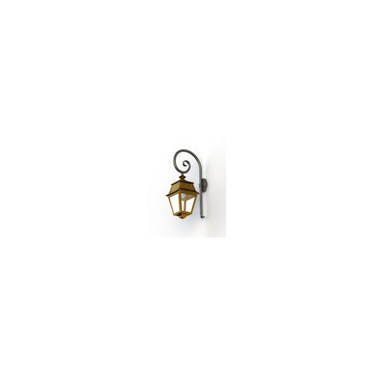 Avenue 2 Clear Glass Swan Neck Wall Bracket with Four-Sided Lantern
