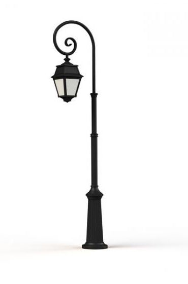 Avenue 2 Model 8 Large Opal Glass Swan Neck 3000K LED Lamp Post