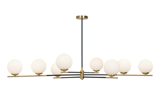 Harmony 8-Light Pendant Satin Brass with Opal Glass