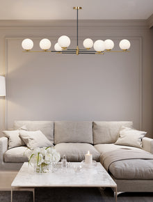 Harmony 8-Light Pendant Satin Brass with Opal Glass