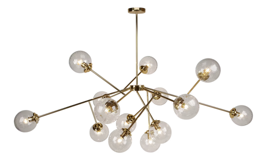 Globus 12-Light Pendant with Ribbed Clear Glass