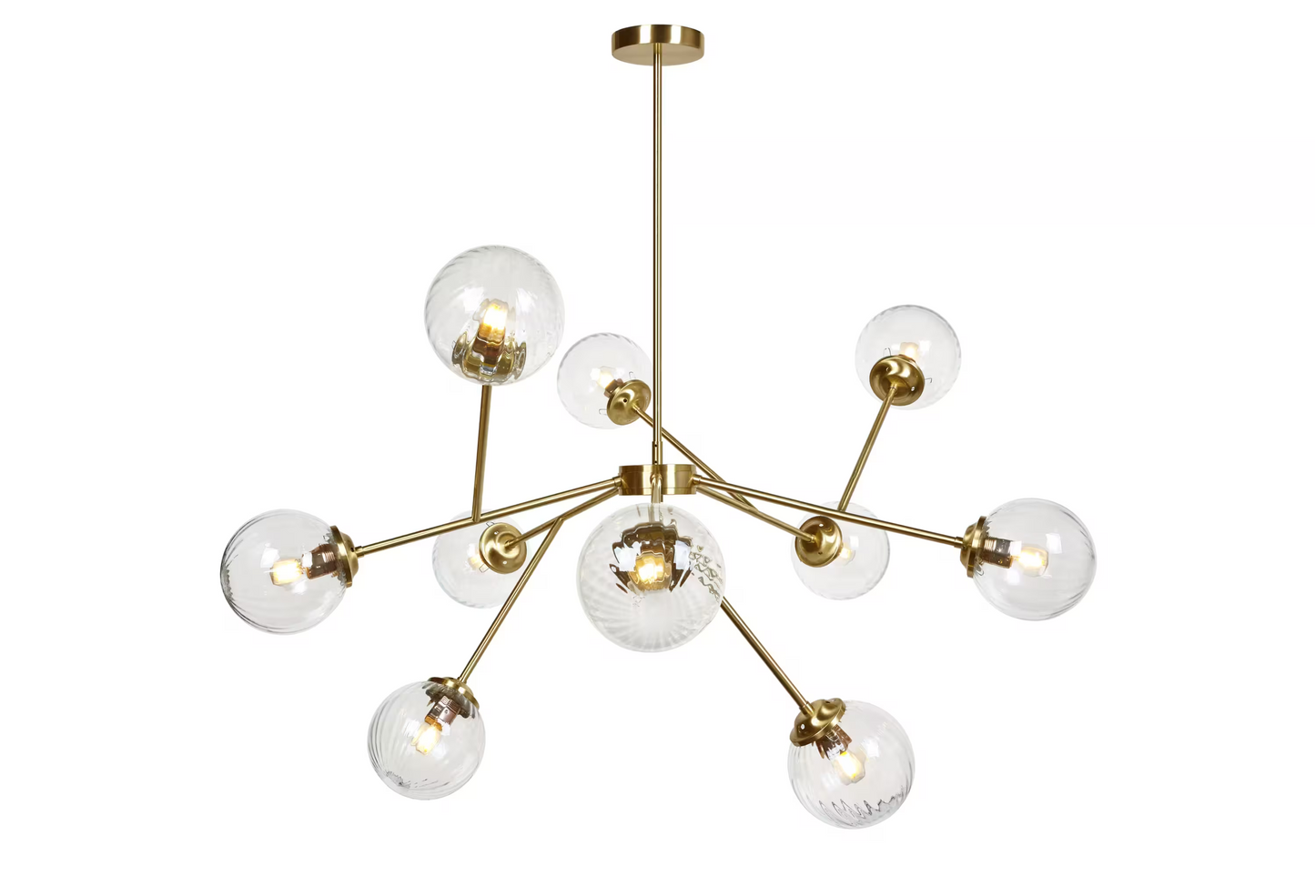 Globus 10-Light Pendant with Ribbed Clear Glass