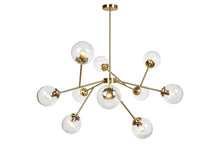 Globus 10-Light Pendant with Ribbed Clear Glass