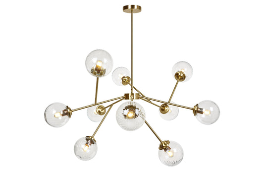 Globus 10-Light Pendant with Ribbed Clear Glass