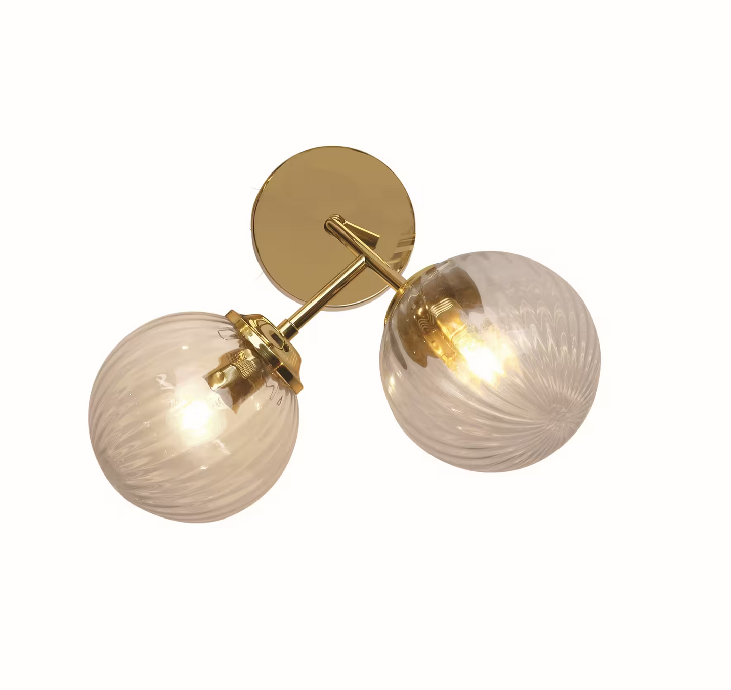 Globus Double Wall Light with Ribbed Clear Glass