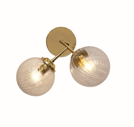 Globus Double Wall Light with Ribbed Clear Glass