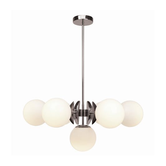 Sixty 6-Light Pendant with White Glass
