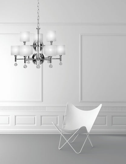 Mandarina 9-Light Chandelier with White Shade