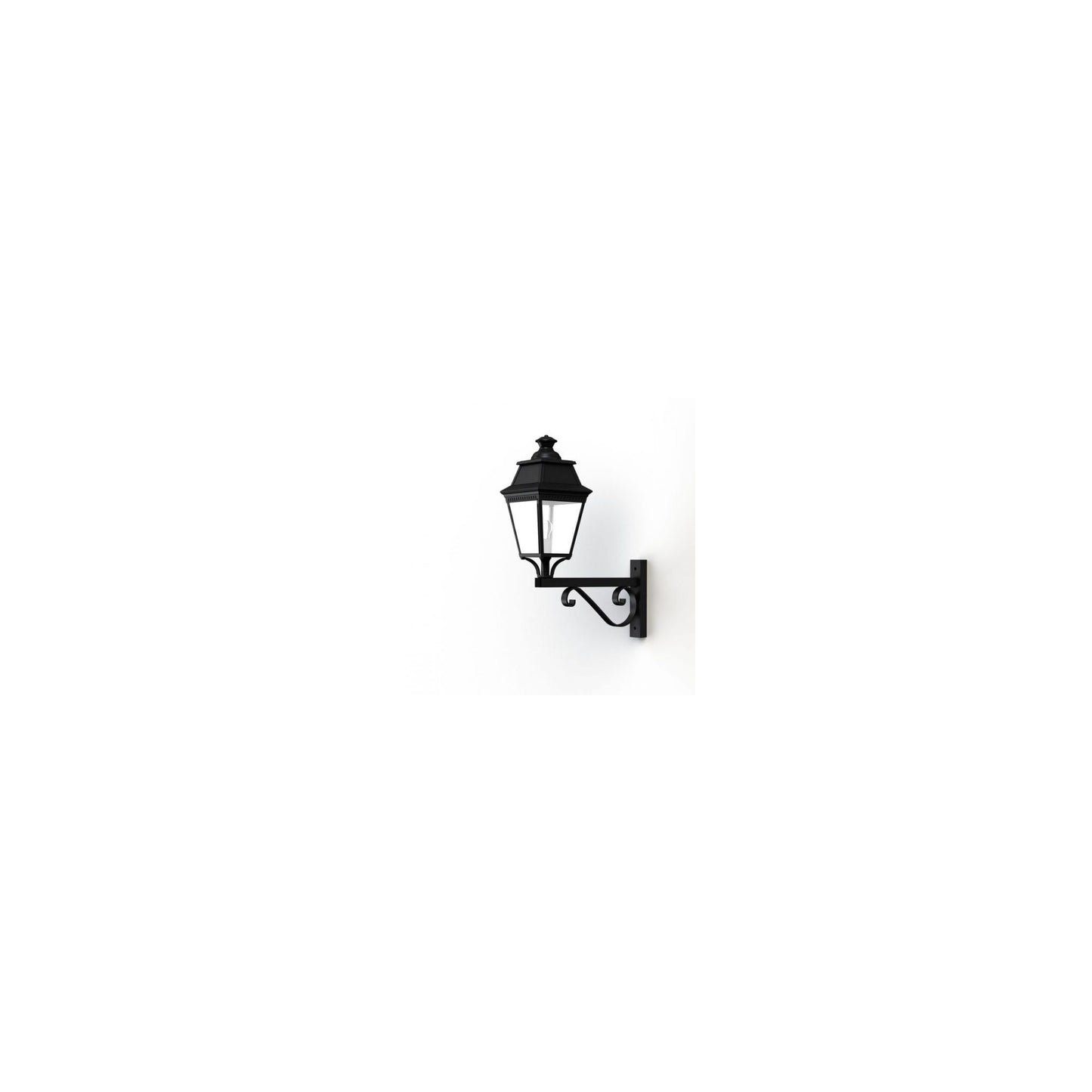 Avenue 3 Clear Glass Upwards Wall Bracket with Four-Sided Lantern