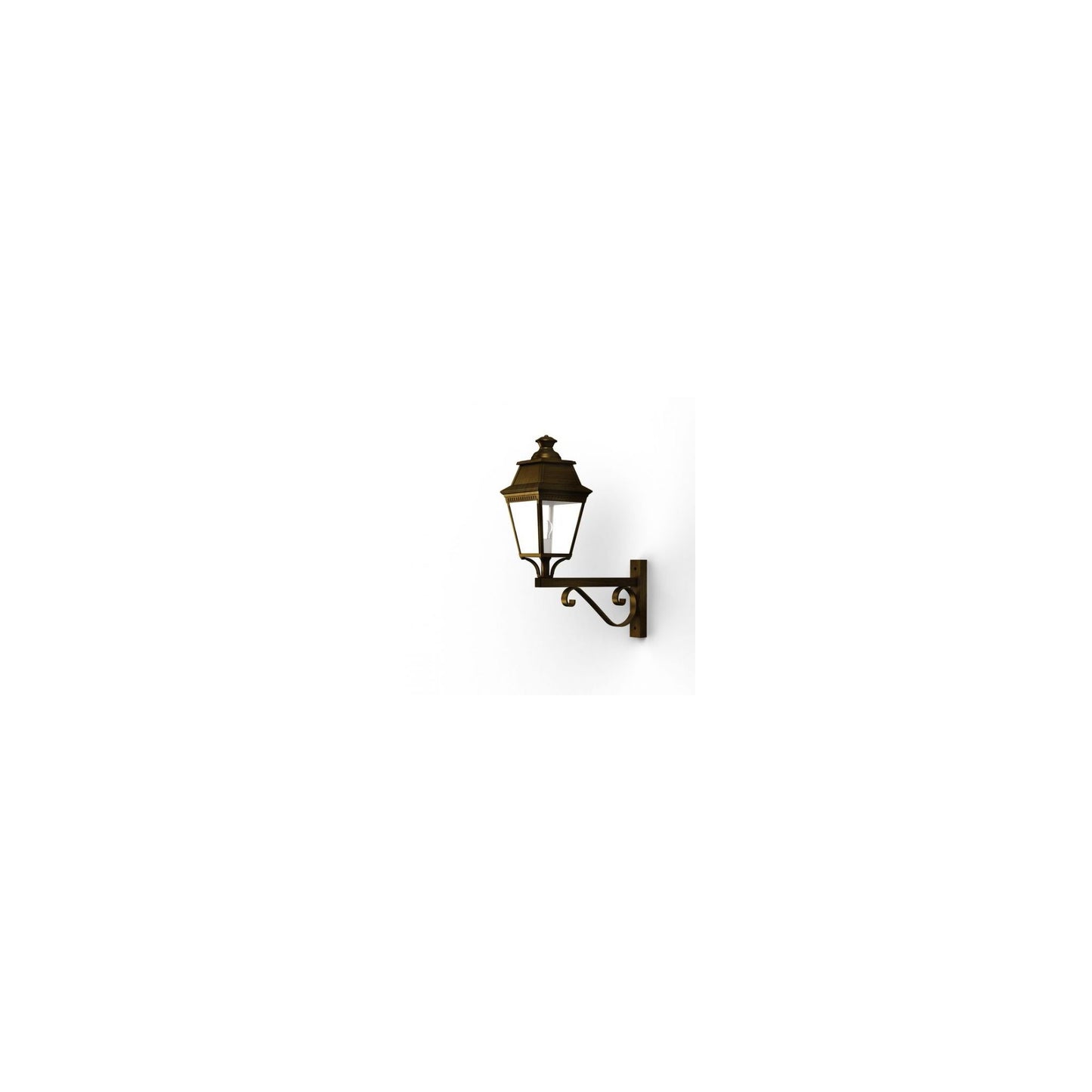 Avenue 3 Clear Glass Upwards Wall Bracket with Four-Sided Lantern