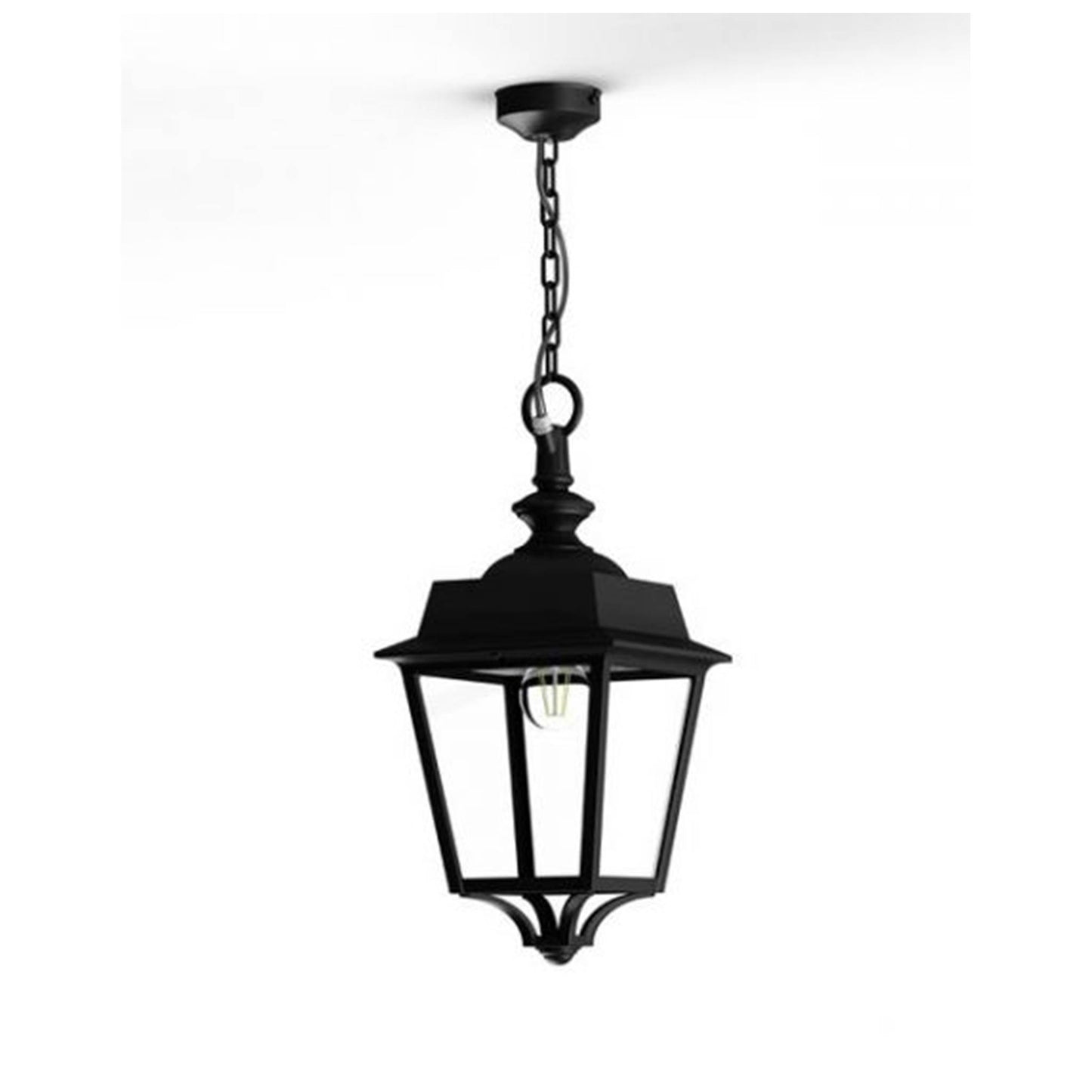 Place des Vosges 1 Evolution Clear Glass Chain Pendant with Four-Sided Lantern
