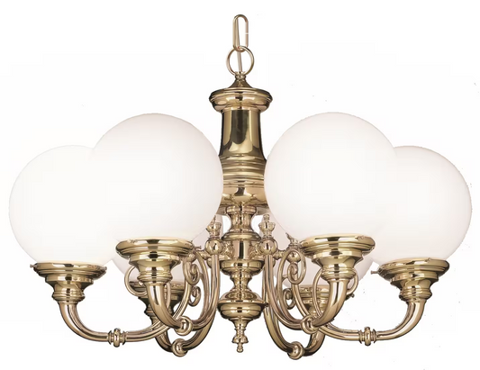 Newport 6-Light Chandelier with White Glass