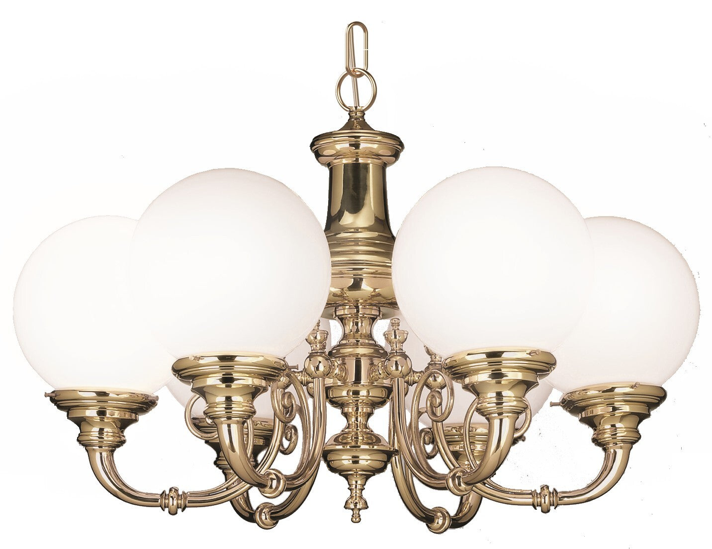 Newport 6-Light Chandelier with White Glass