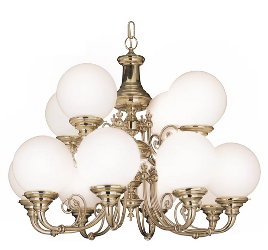 Newport 12-Light Chandelier with White Glass