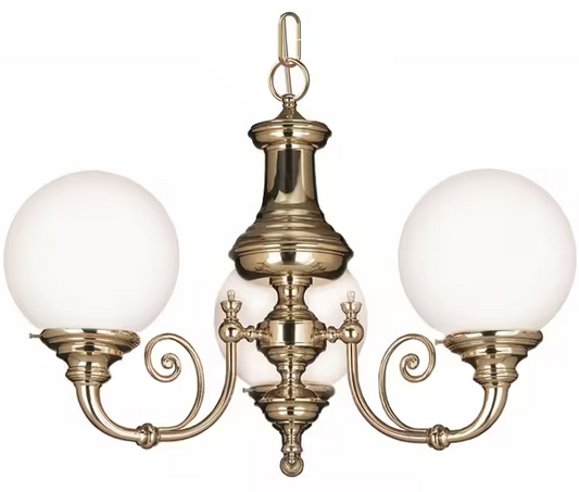 Newport 3-Light Chandelier with White Glass