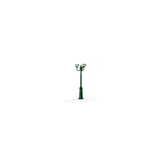 Boreal Model 9 Opal Glass Pole 3 Lanterns Street Lamp with Cast Aluminium