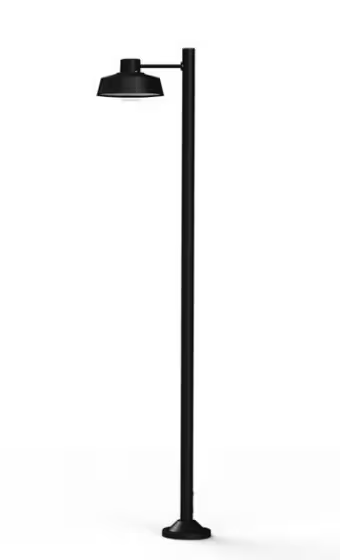 Faktory Model 5 Large Single Arm Clear Glass Lamp Post with Industrial Style Shade