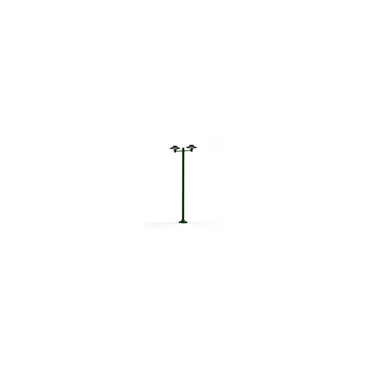 Kerlouan Large Double Arm Clear Glass Lamp Post with Minimalist Lines Style Lantern