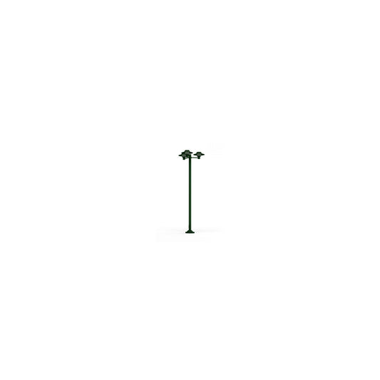 Kerlouan Large Three-Arm Clear Glass Lamp Post with Minimalist Lines Style Lantern