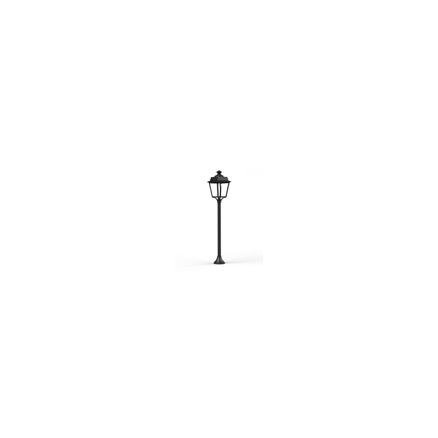 Place des Vosges 1 Evolution Small Clear Glass Lamp Post with Four-Sided, Glass Style Lantern