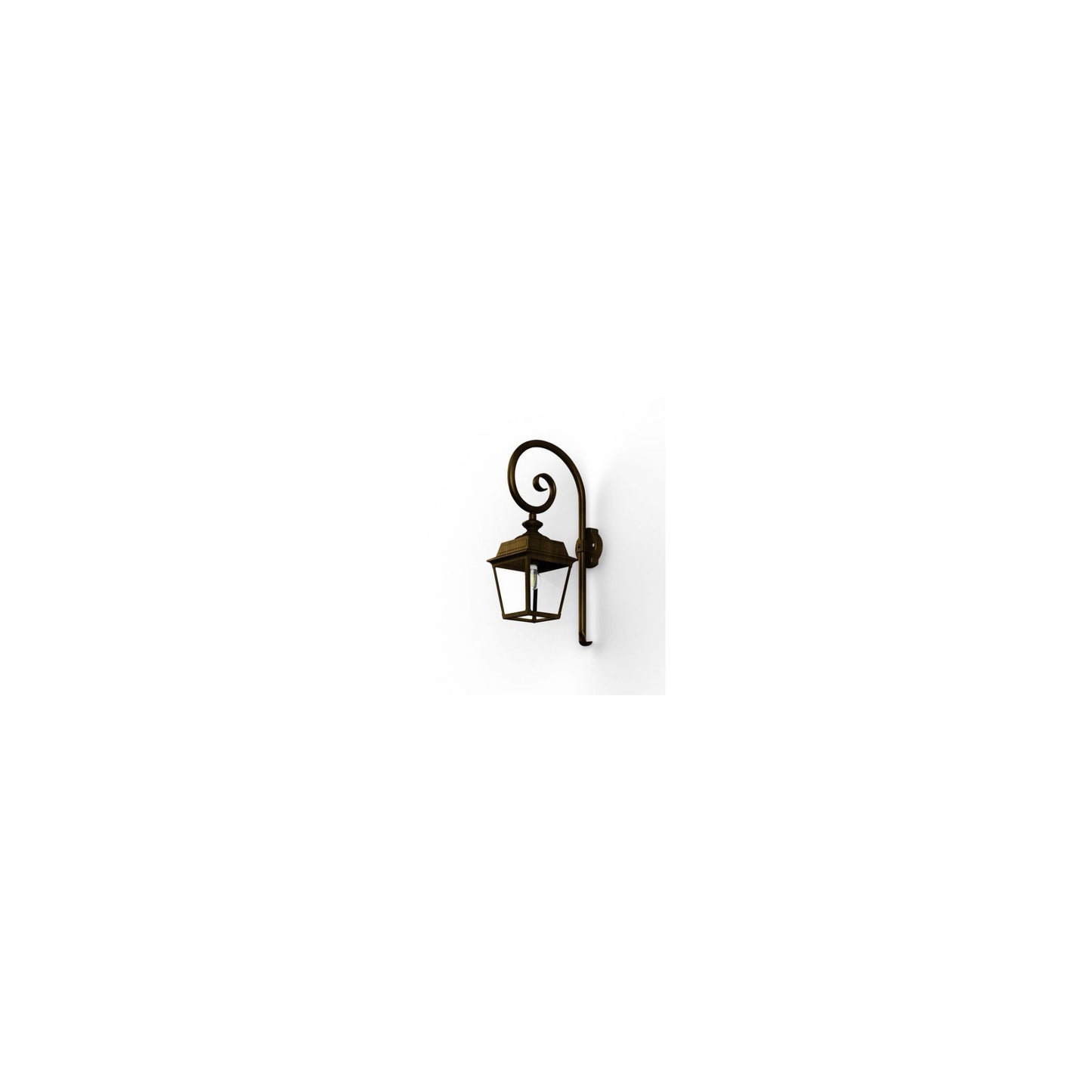 Place Des Vosges 1 Tradition Clear Glass Swan Neck Wall Bracket with Four-Sided Lantern