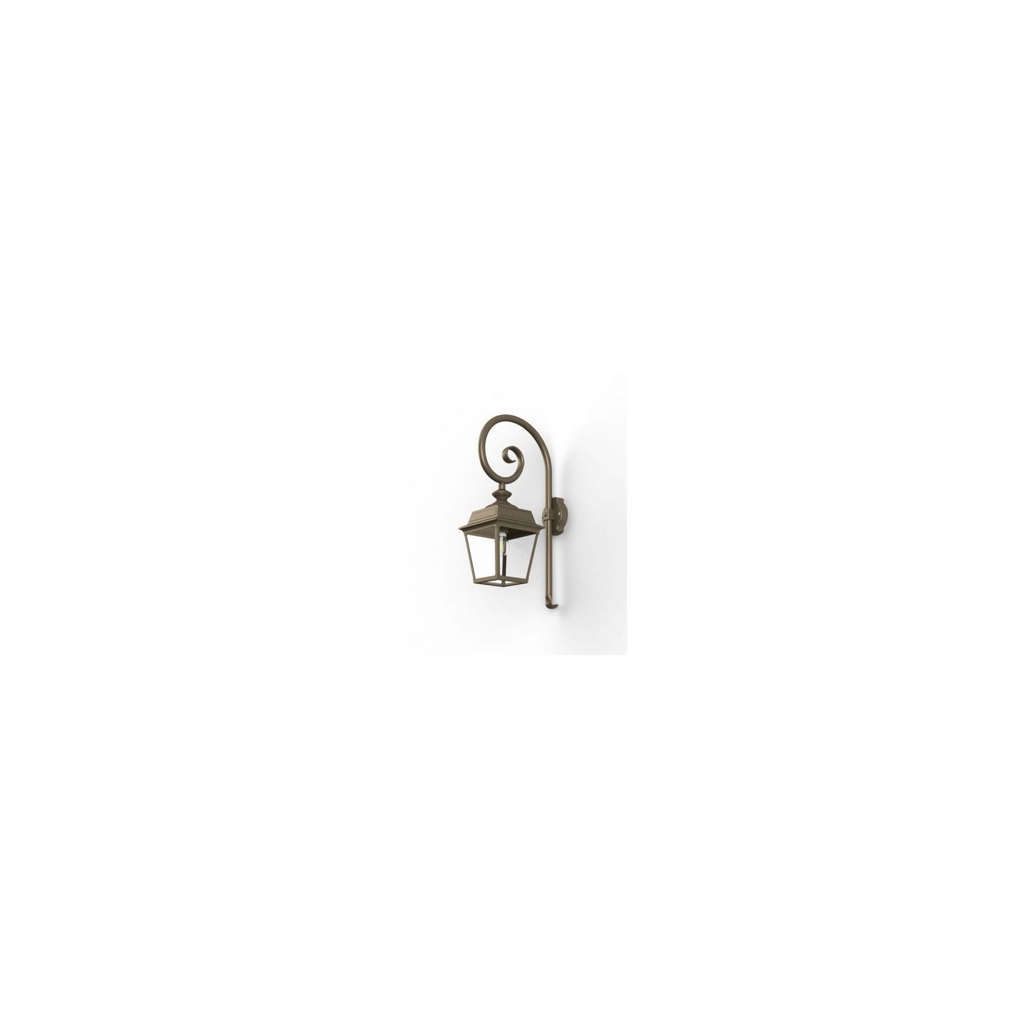 Place Des Vosges 1 Tradition Clear Glass Swan Neck Wall Bracket with Four-Sided Lantern