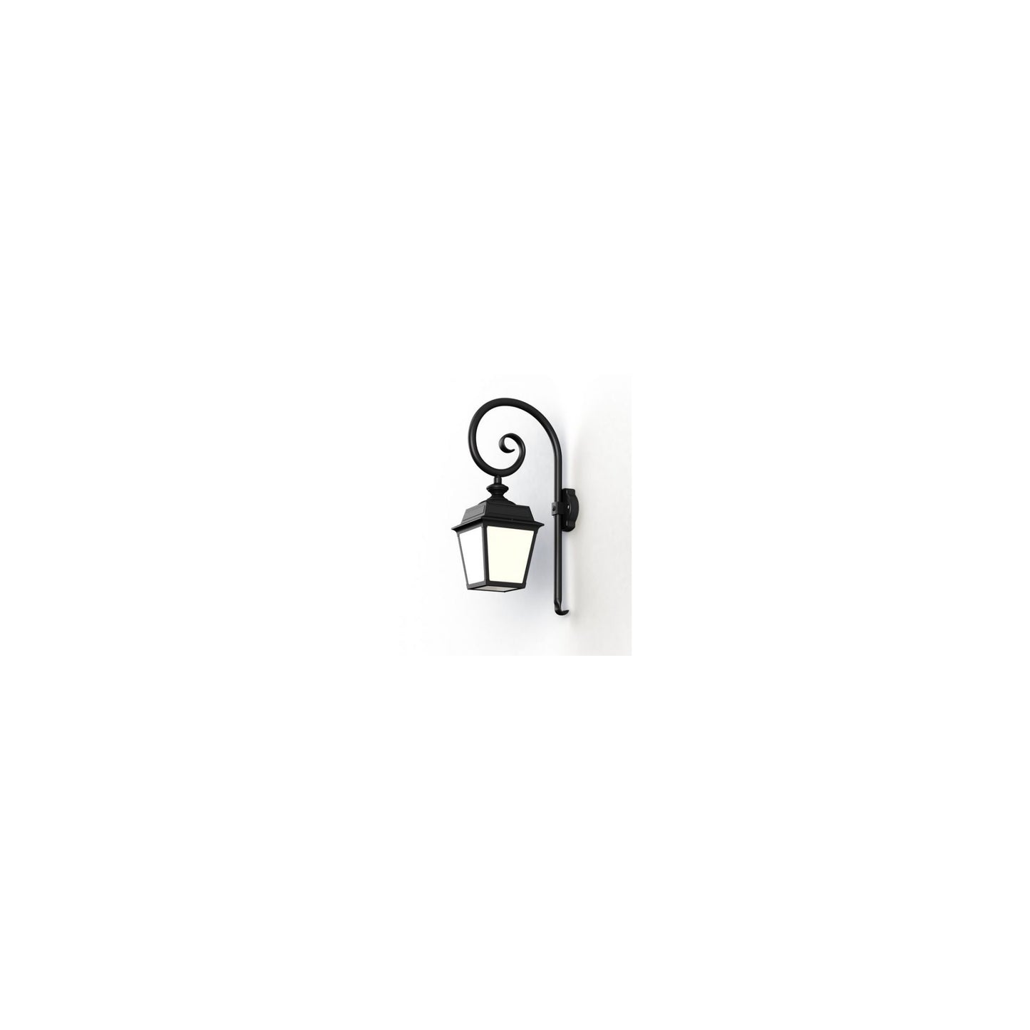 Place Des Vosges 1 Tradition Opal Glass Swan Neck Wall Bracket with Four-Sided Lantern