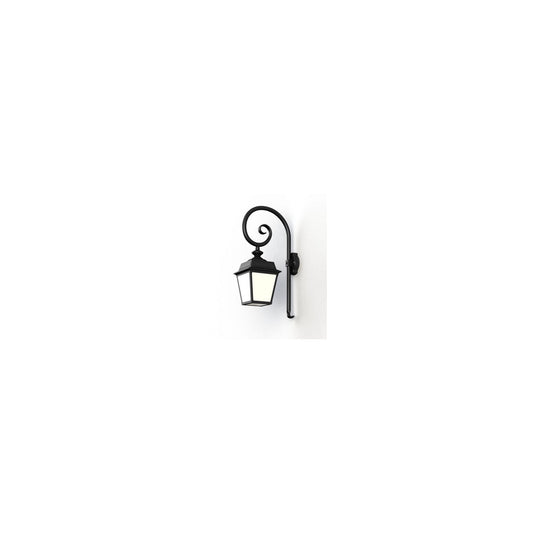 Place Des Vosges 1 Tradition Opal Glass Swan Neck Wall Bracket with Four-Sided Lantern