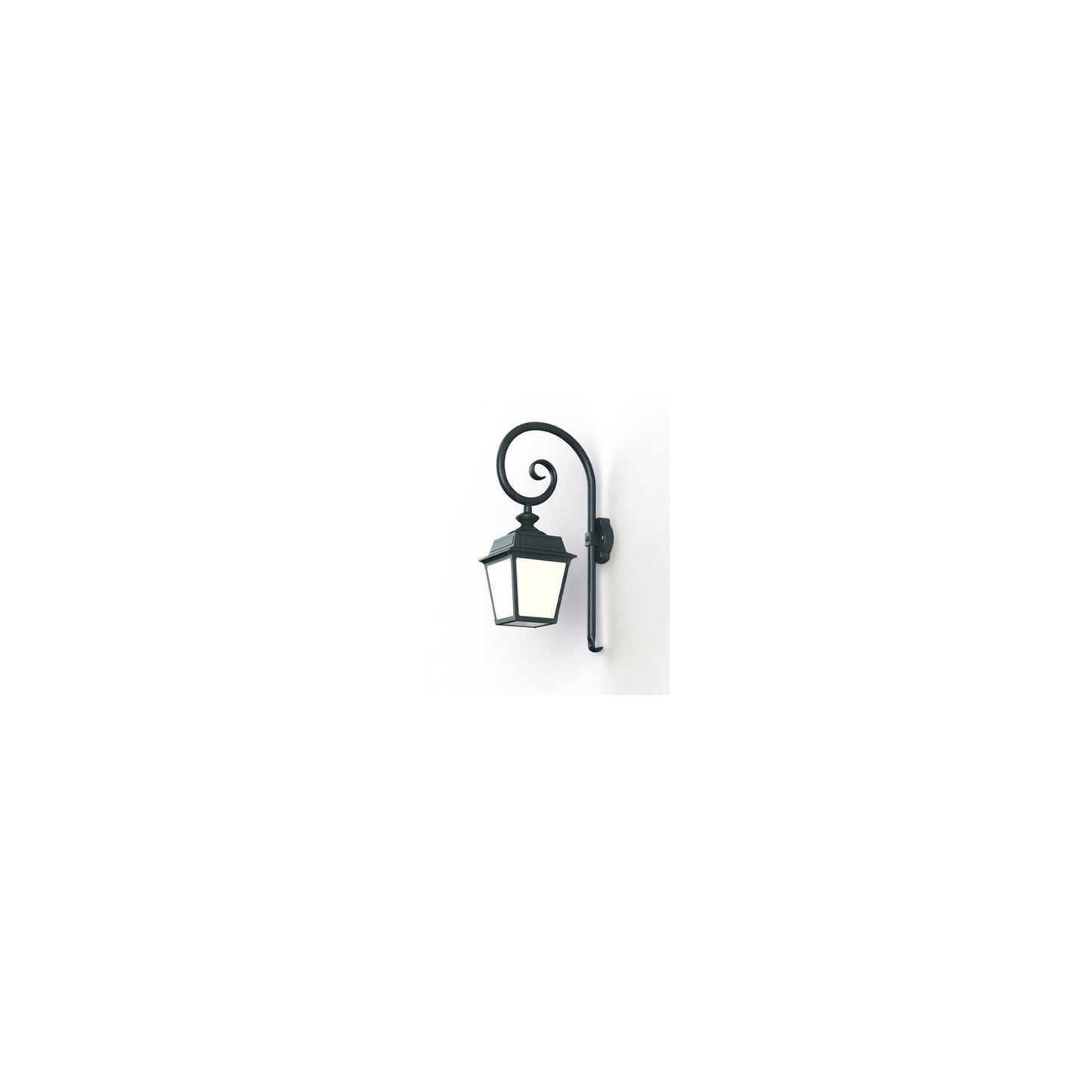 Place Des Vosges 1 Tradition Opal Glass Swan Neck Wall Bracket with Four-Sided Lantern