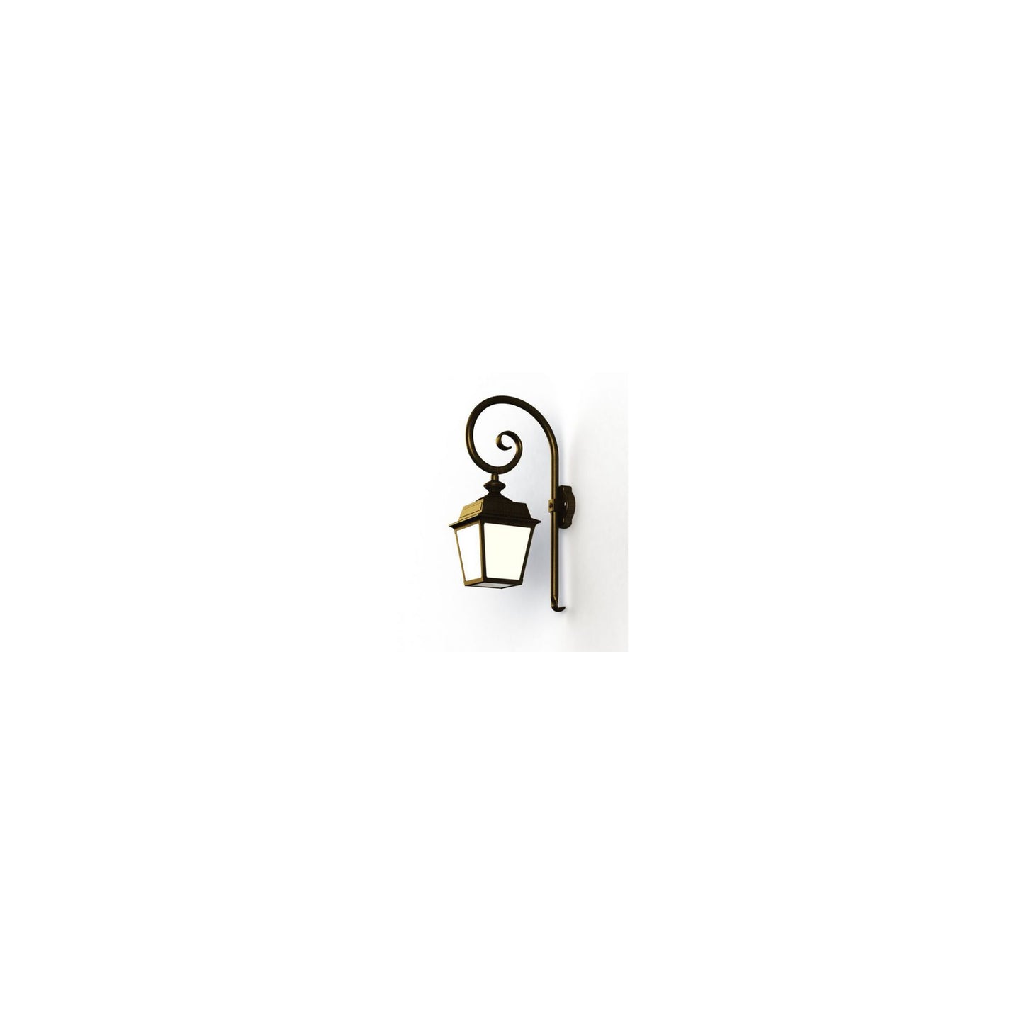 Place Des Vosges 1 Tradition Opal Glass Swan Neck Wall Bracket with Four-Sided Lantern