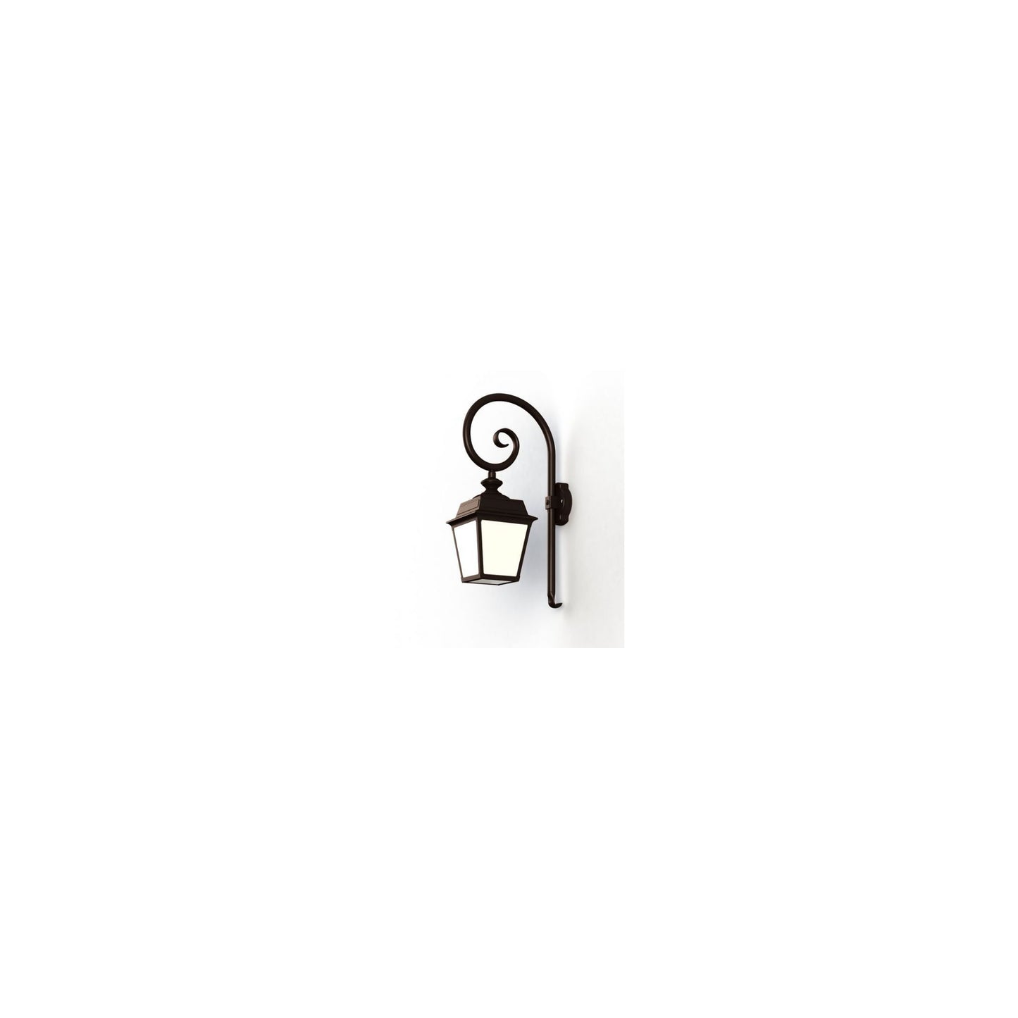 Place Des Vosges 1 Tradition Opal Glass Swan Neck Wall Bracket with Four-Sided Lantern