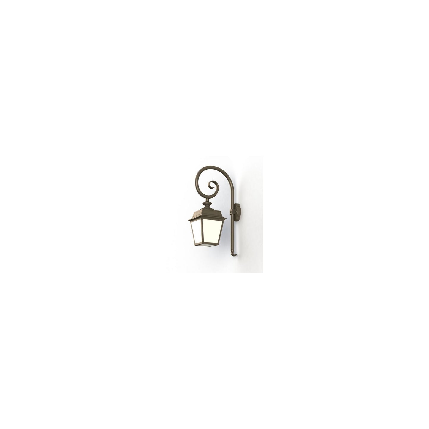 Place Des Vosges 1 Tradition Opal Glass Swan Neck Wall Bracket with Four-Sided Lantern