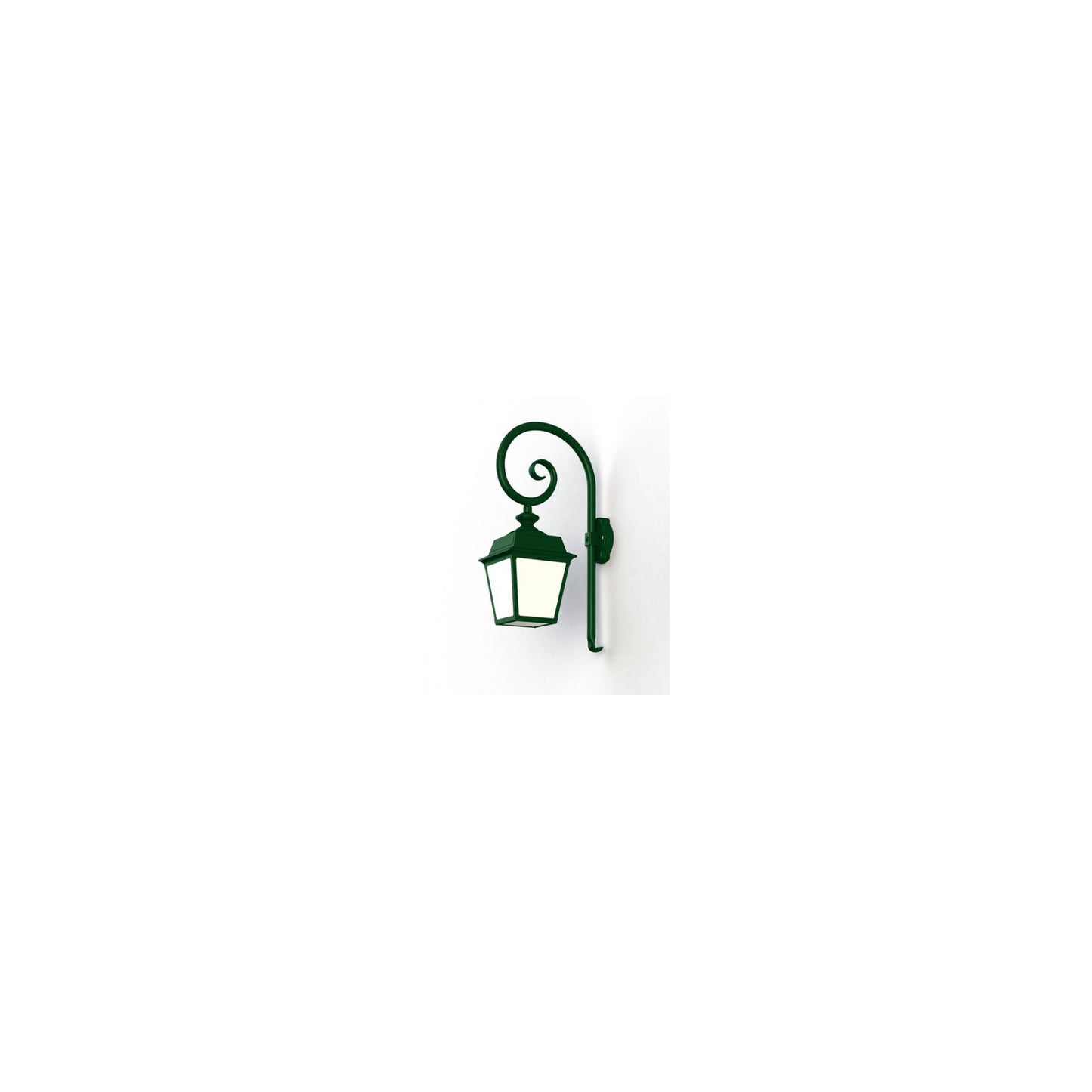 Place Des Vosges 1 Tradition Opal Glass Swan Neck Wall Bracket with Four-Sided Lantern