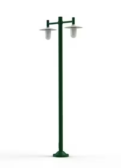 Montana Model 4 Double Arm Opal Glass & Copper Shade Lamp Post