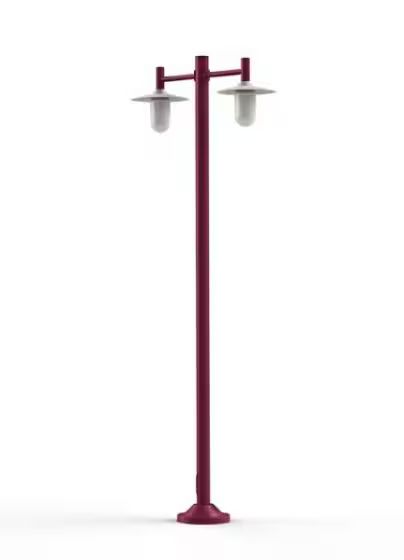 Montana Model 4 Double Arm Opal Glass & Copper Shade Lamp Post