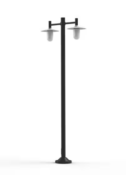 Montana Model 4 Double Arm Opal Glass & Copper Shade Lamp Post with Cast Aluminium Pole