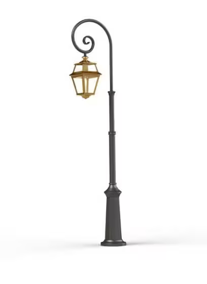 Place Des Vosges 2 Large Clear Glass Swan Neck Lamp Post with Minimalist lines style lantern