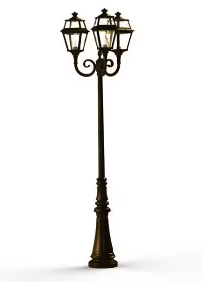 Place Des Vosges 2 Large Three-Arm Clear Glass Lamp Post