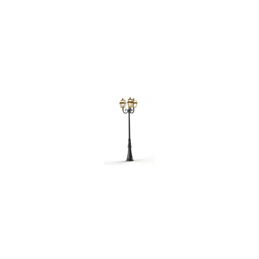 Place Des Vosges 2 Large Three-Arm Clear Glass Lamp Post with Minimalist lines style lantern