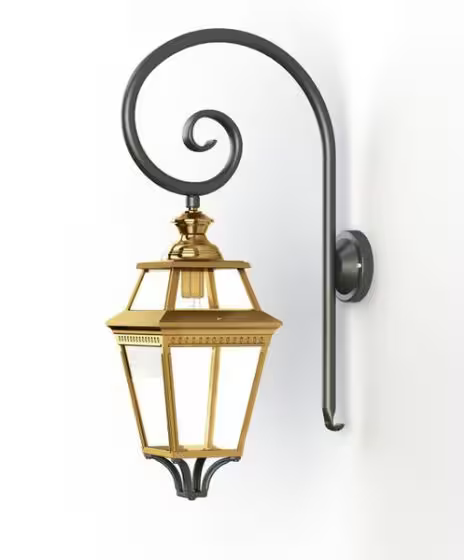 Place Des Vosges 3 Clear Glass Swan Neck Wall Bracket with Four-Sided Lantern