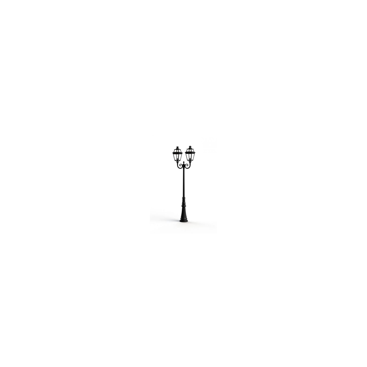 Place Des Vosges 3 Model 7 Large Double Arm Clear Glass Lamp Post with Minimalist lines style lantern