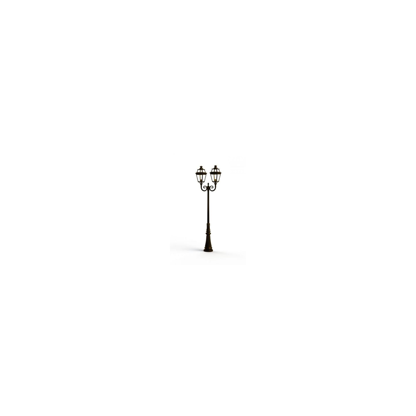 Place Des Vosges 3 Model 7 Large Double Arm Clear Glass Lamp Post with Minimalist lines style lantern