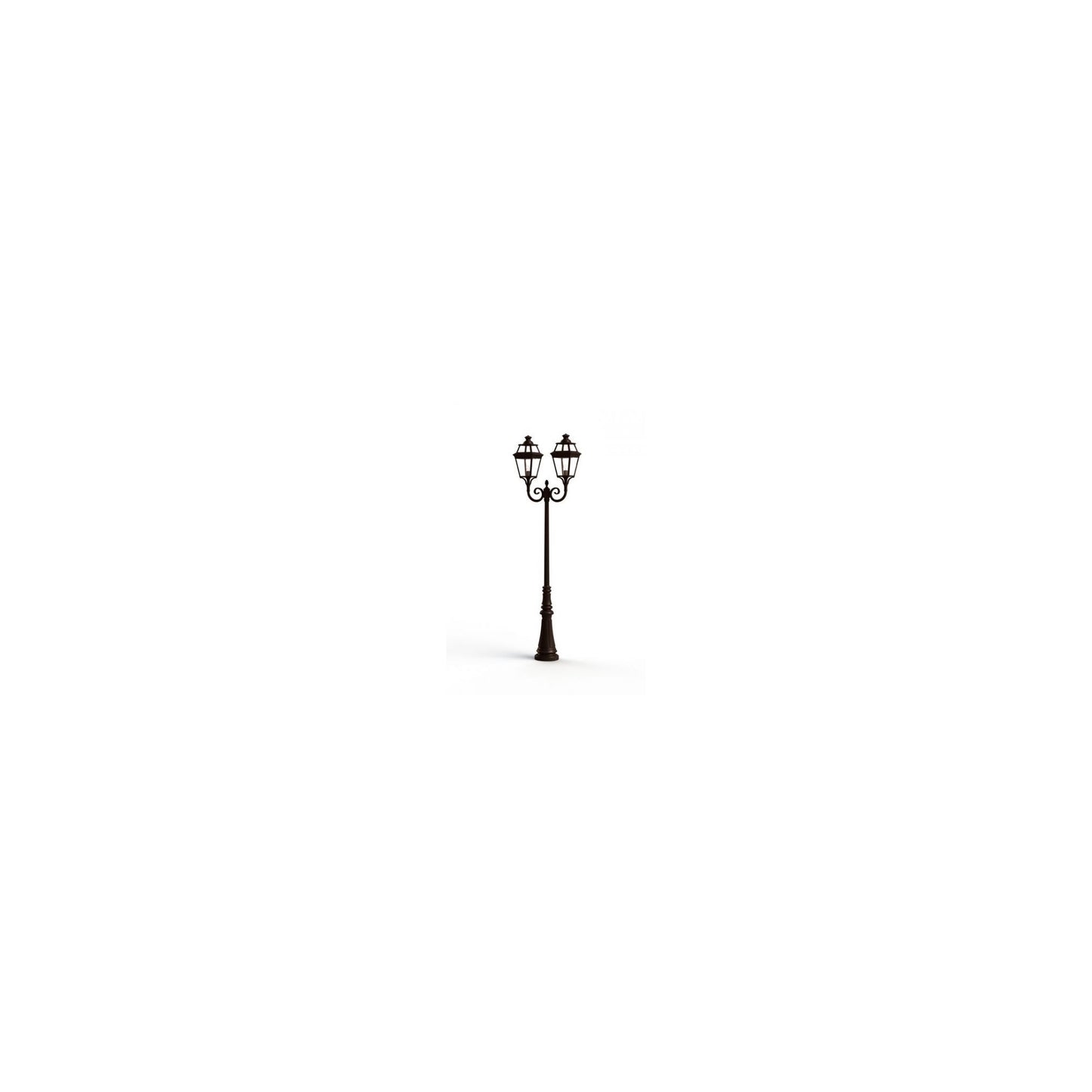 Place Des Vosges 3 Model 7 Large Double Arm Clear Glass Lamp Post with Minimalist lines style lantern