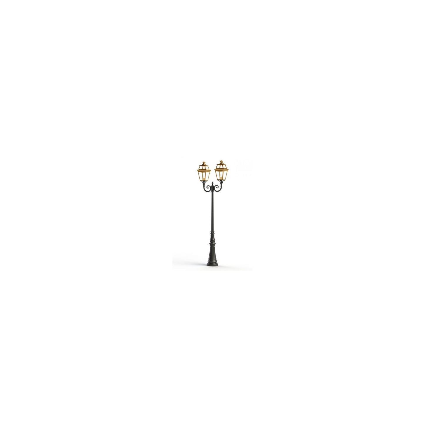 Place Des Vosges 3 Model 7 Large Double Arm Clear Glass Lamp Post with Minimalist lines style lantern