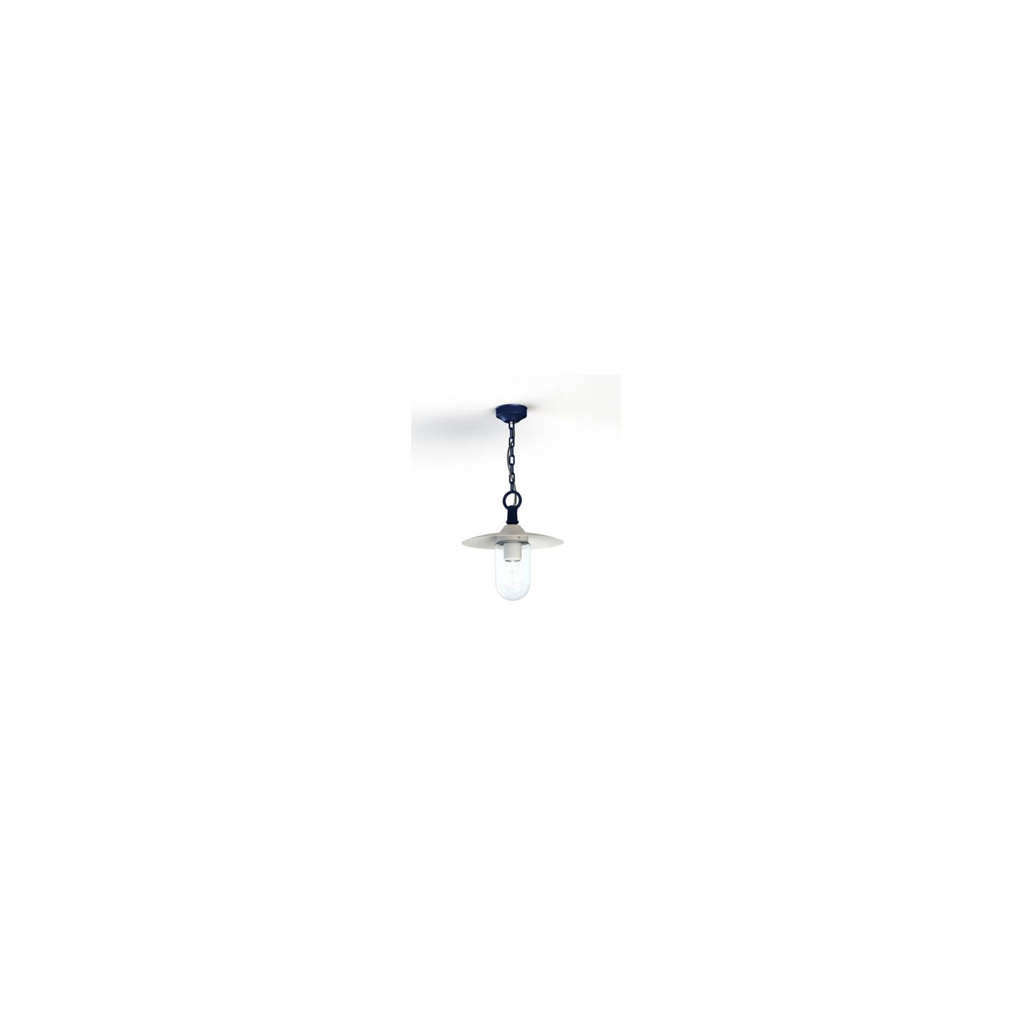 Montana Model 1 Clear Glass & White Shade Pendant with Cast Aluminium Chain