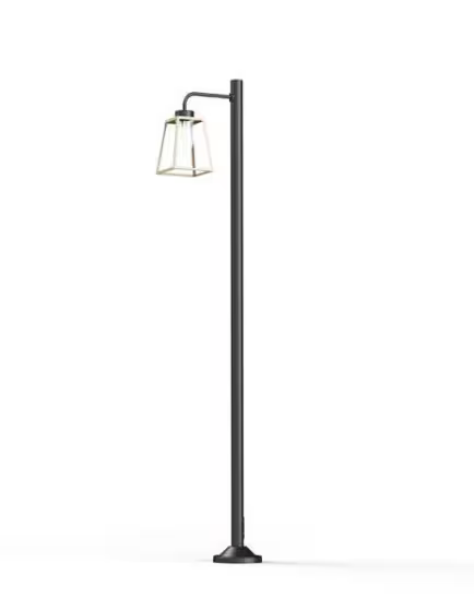 Lampiok Model 7 Large Single Arm Clear Glass Lamp Post