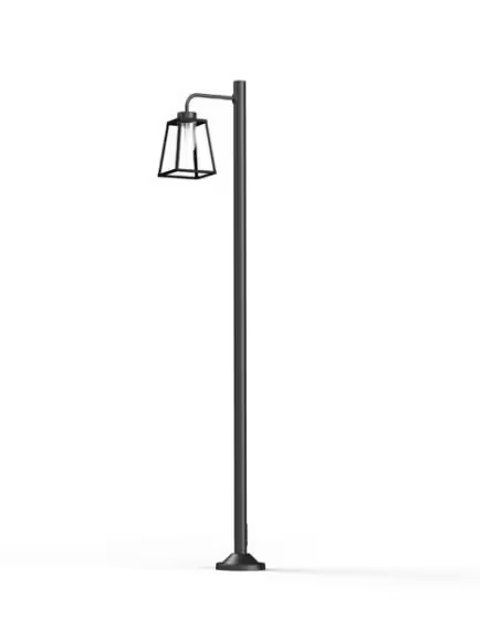 Lampiok Model 7 Large Single Arm Clear Glass Lamp Post with minimalist lines style lantern