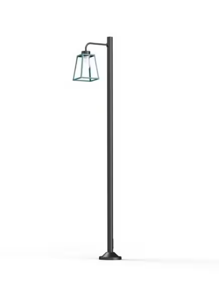 Lampiok Model 7 Large Single Arm Clear Glass Lamp Post
